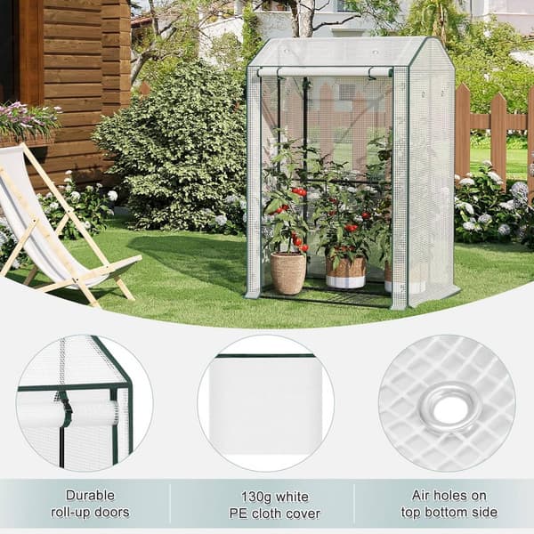 Folieväxthus för grönsaker med ventilationsögon | Vit | 100x83x150 cm
