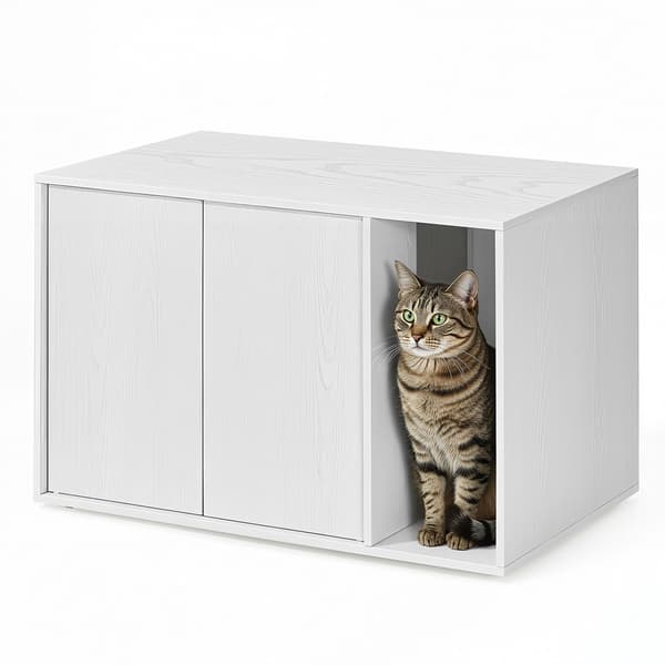 Kattsandsmöbler med verktygsfri montering | Vit | 80,5x50,5x53,5 cm