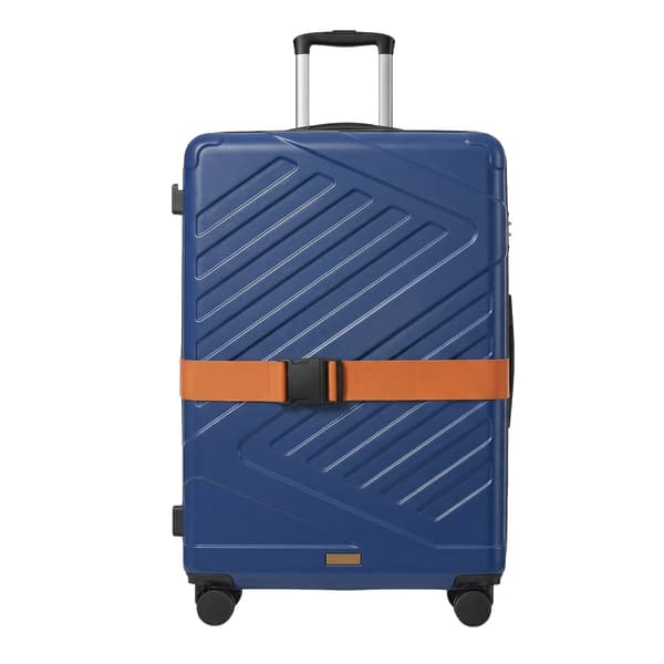 XL hardcase resväska med TSA-lås och resväskrem, expanderbar | Blå | 50x30x75 cm