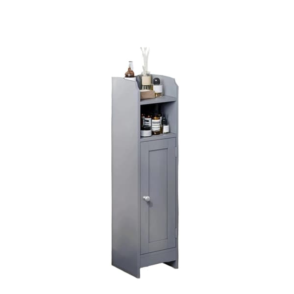 Smalt badrumsskåp MDF 20 x 18 x 80 cm grått