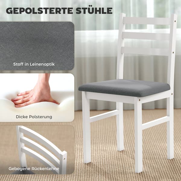 3-delat matbordsset med 2 stolar | Färg: Vit, Grå