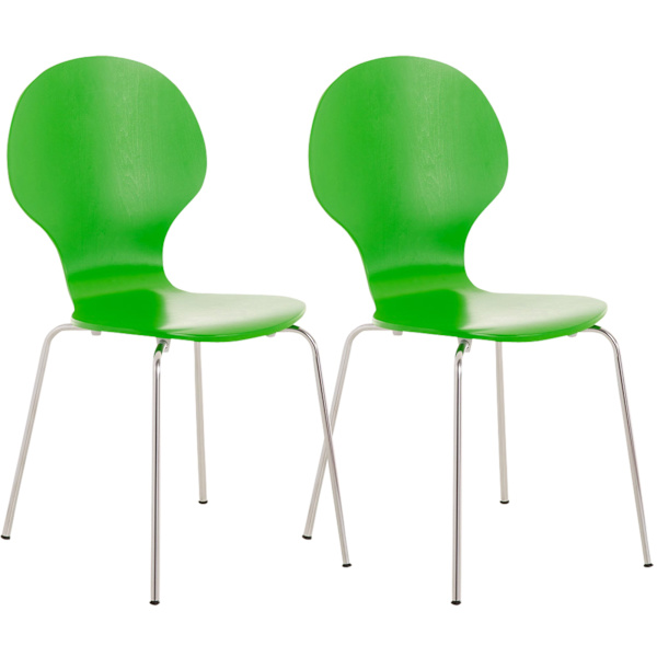 2x Stackbara besökarstolar - Ergonomisk säte - Space -Saving Design | Färg: Grönt