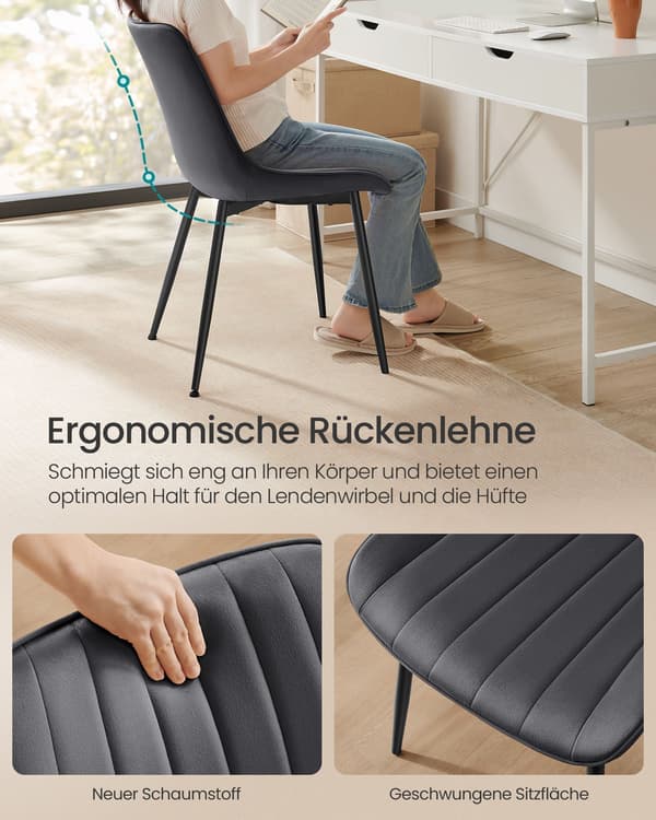 Matsalsstolar set om 2 - gråbläcksvart - stålben - 60 x 50,1 x 88,6 cm