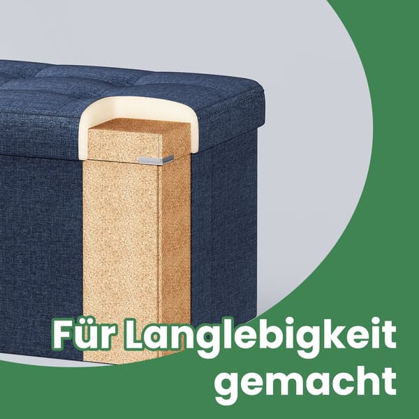Förvaringsbänk med sittbox och bäddsoffa | Mörkblå | 76x38x38 cm