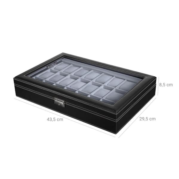Klockbox för 24 klockor - organisatör - resefodral - MDF - svart