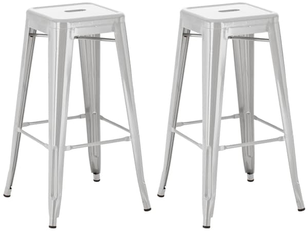 Uppsättning av 2 barstolar - Högpallar - Stackbar, Space -Saving Design | Färg: Svart