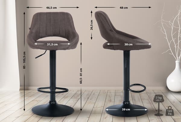 Modern Barstol - Designpall - Stepleless justerbar, underhållsvänligt tyg