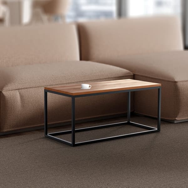 Sidobord, soffbord - Robust design - Solid Oak & Matte Black Metal | Storlek: 100x45x50 cm