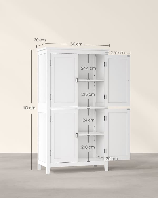 Badrumsskåp vit MDF 30x60x110 cm - förvaring