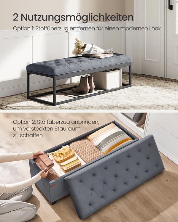 Soffa med förvaringsutrymme | Skiffergrå | 110x40x40 cm