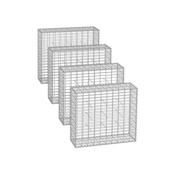 Gabion väggsats - galvaniserat stål - silver - gabion stenar - 100 x 90 x 30 cm
