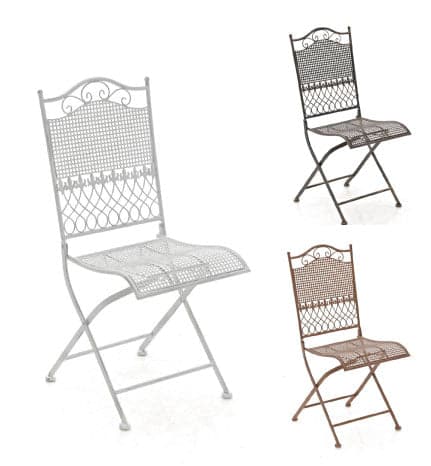 Vikbar trädgårdsstol - nostalgisk trädgårdsstol - handgjorda järndesign, antik patinalager