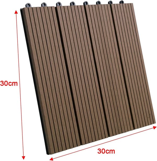 WPC terrassplattor med klicksystem i trälook | 30x30x1,8 cm