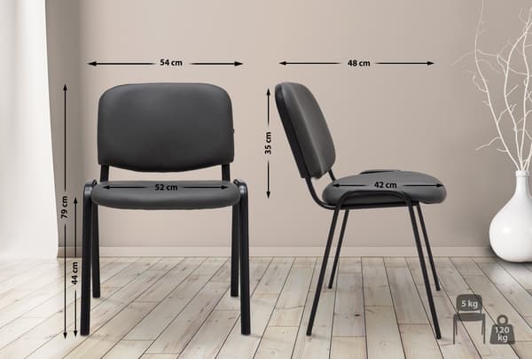 Stackstol Artificial Leather - Mötesstol - Bekväm sittkomfort, stapelbar | Färg: Grå