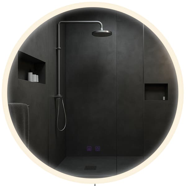 Rund badrumsspegel - väggspegel - Bluetooth -högtalare och anticondens, dimbar LED -belysning