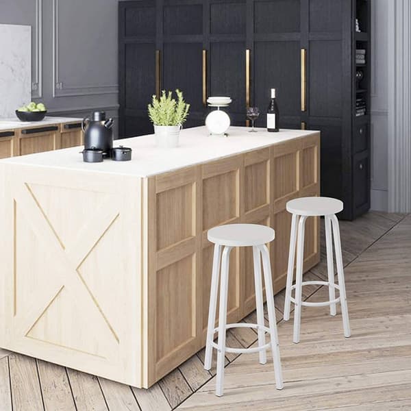 4-delad barstolsset med rund sits | Vit | 30x30x71 cm