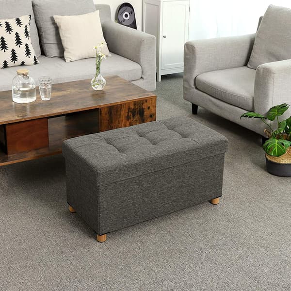 Hocker - Puff med förvaringsutrymme - Mörkgrå - 76 x 38 x 40 cm