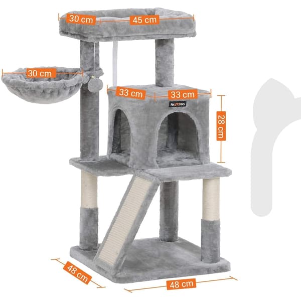 Kattskrapstolpe - Katthus - Skrapstolpar för katter - 48 x 48 x 96 cm (LxBxH)