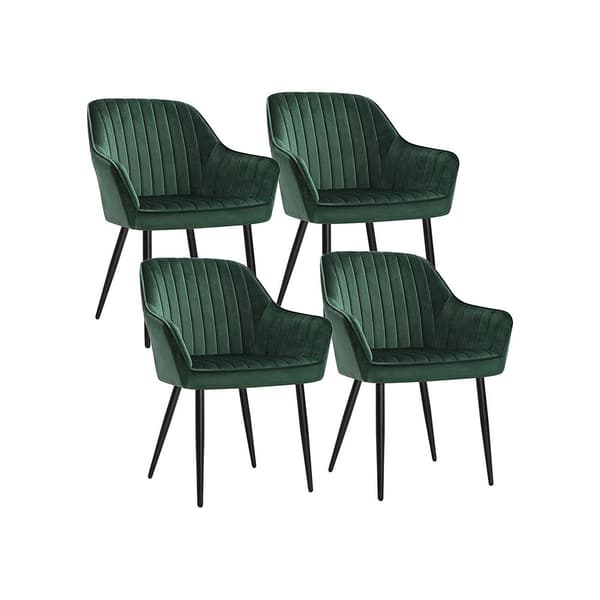 Klädda matsalsstolar set om 4 - sammet - grön/svart - 62,5 x 60 x 85 cm