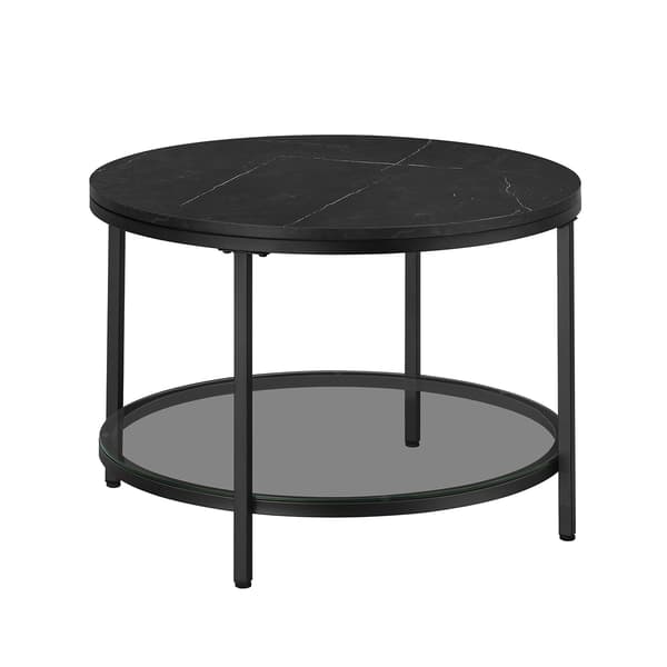 Soffbord 2 plan - Glas - Marmorlook - Svartgrå - 65 x 46 cm
