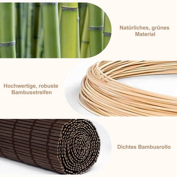 Bambu rullgardin med sidokontrollljusfiltrering | Mörkbrun | 80x220 cm