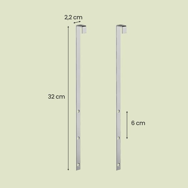 Dörrkrokar till smyckesskåp 2 st | Silverfärgad | 1,2x2,2x32 cm
