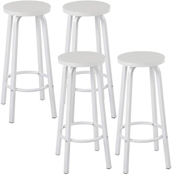 4-delad barstolsset med rund sits | Vit | 30x30x71 cm