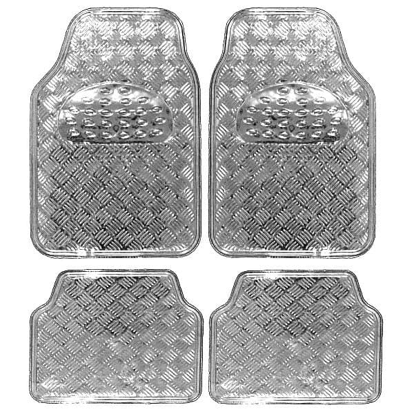 Universal bilgolvmattor 4-delad aluminiumlook | Silver | 69x49 cm och 46x47 cm