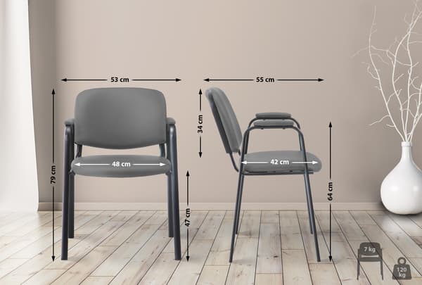 Konferensstol Artificial Leather - Stack Chair - Space -sparing och bekväm | Färg: Grå