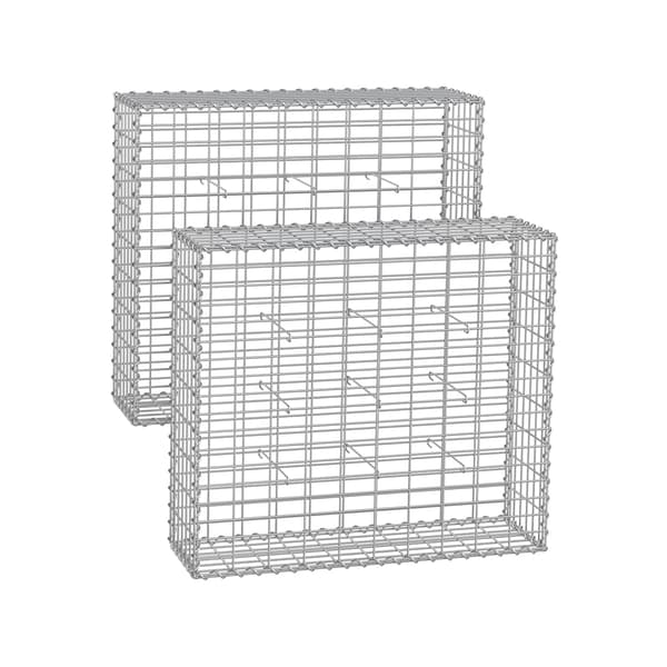 Gabionset i galvaniserat stål - silver - mesh - 100 x 90 x 30 cm