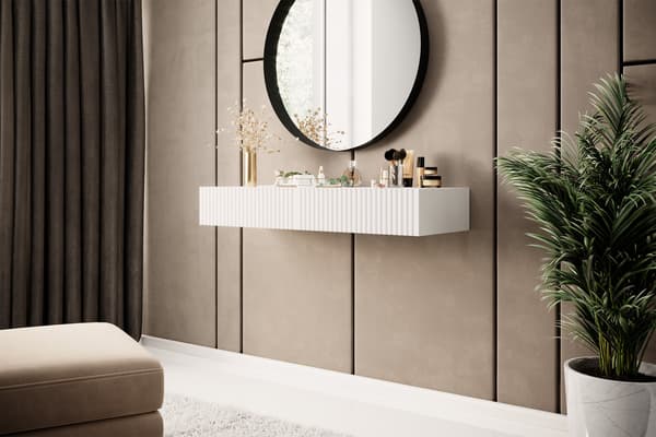 Nicole hangbureau 100 cm met lades - modern, minimalistisch | Kleur: Wit / Mat wit