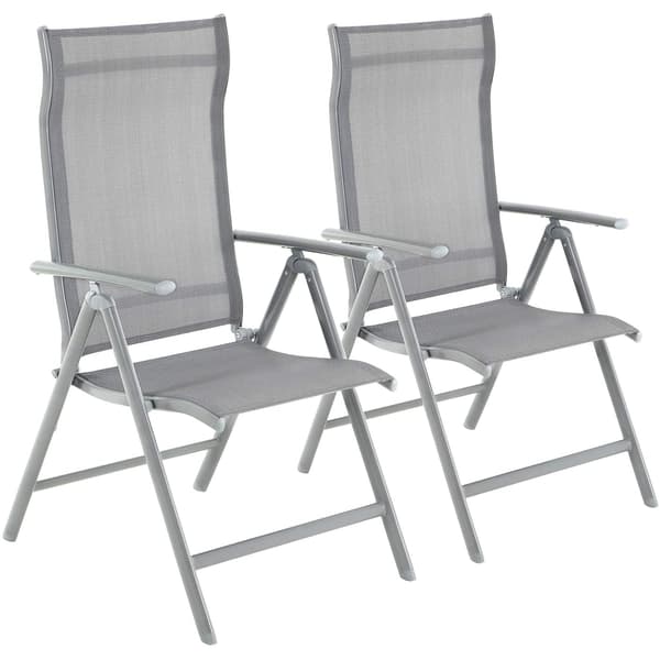 Trädgårdsstolar set om 2 - Fällbara - Aluminium - Justerbart ryggstöd - Svart/grå