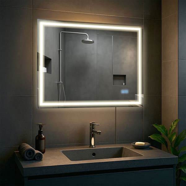LED -badrumsspegel - väggspegel - Bluetooth -högtalare, klargörande LED -belysning