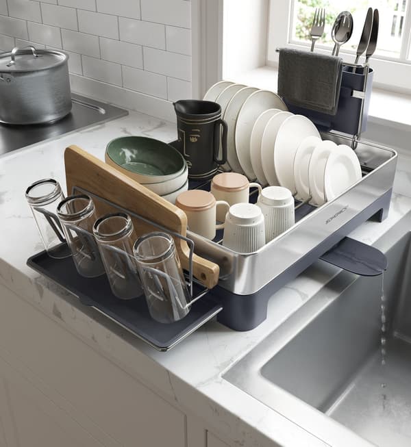 Dräneringsställ rostfritt stål - silvergrå - fingeravtryckssäker - 31,7 x 57,2 x 24,6 cm