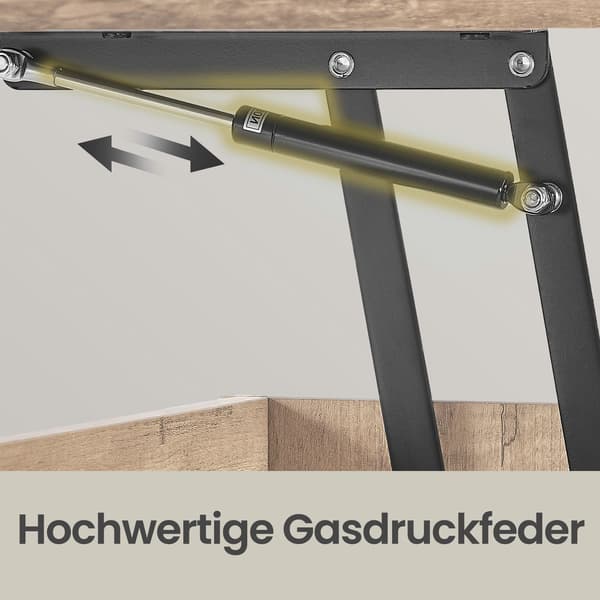 Höjdjusterbart soffbord med dolt fack | Kamel Brun-Svart | 100x50x45/58,5 cm