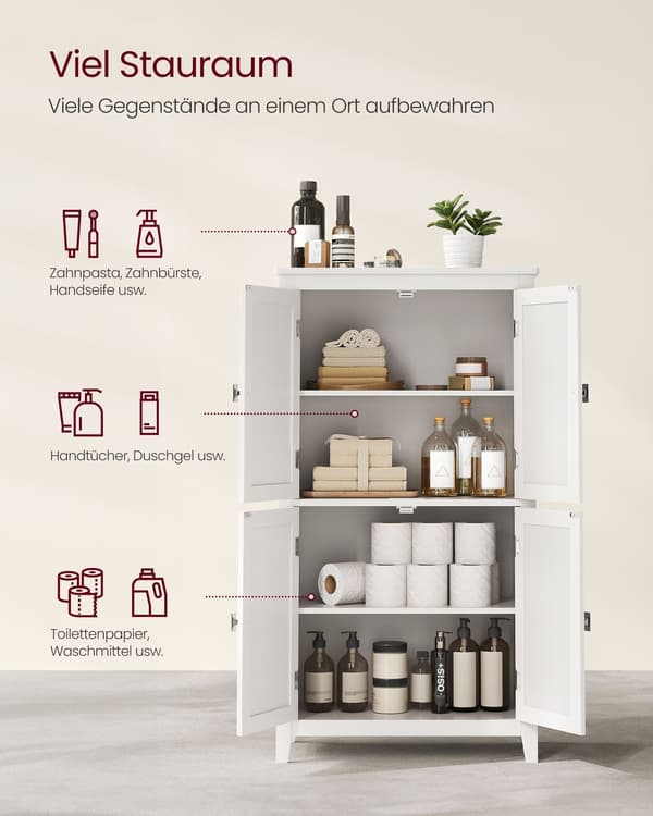 Badrumsskåp vit MDF 30x60x110 cm - förvaring