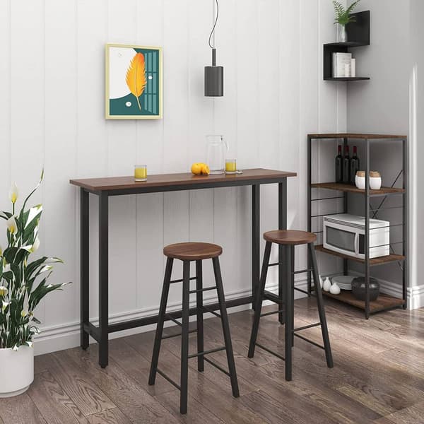 Barstolar 2-delat set stålram MDF-sits | Mörk bok | 30x30x71 cm