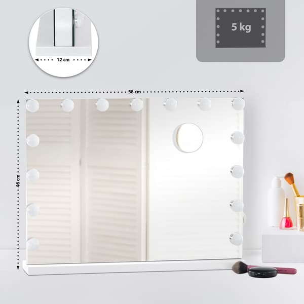 Makeup Mirror - Make -up Mirror - 10 -Fold förstoring och LED -belysning | Färg: Vit