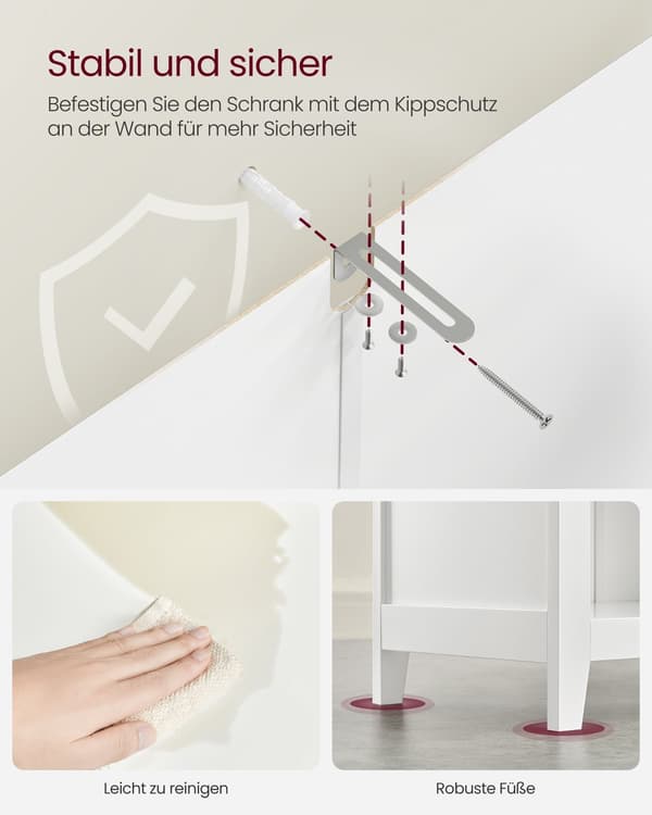 Förvaringsskåp för badrumsmöbler med justerbar layout - Molnvit - 60 x 30 x 90 cm