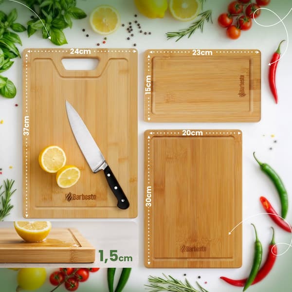 4-delad bambu skärbräda set Bamio | Färg: snäll | Mått: 15x23x1,5 cm