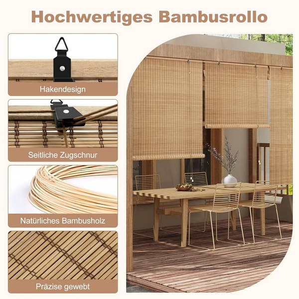 Bambu rullgardin med sidomanövrering | Brun | 60x160 cm