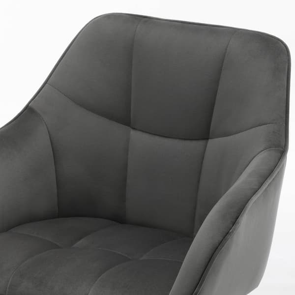 Kontorsstol med armstöd och sammetssits | Mörkgrå/svart | 61x56x81-90 cm