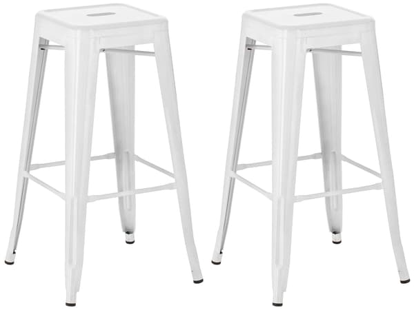 Uppsättning av 2 barstolar - Högpallar - Stackbar, Space -Saving Design | Färg: Svart