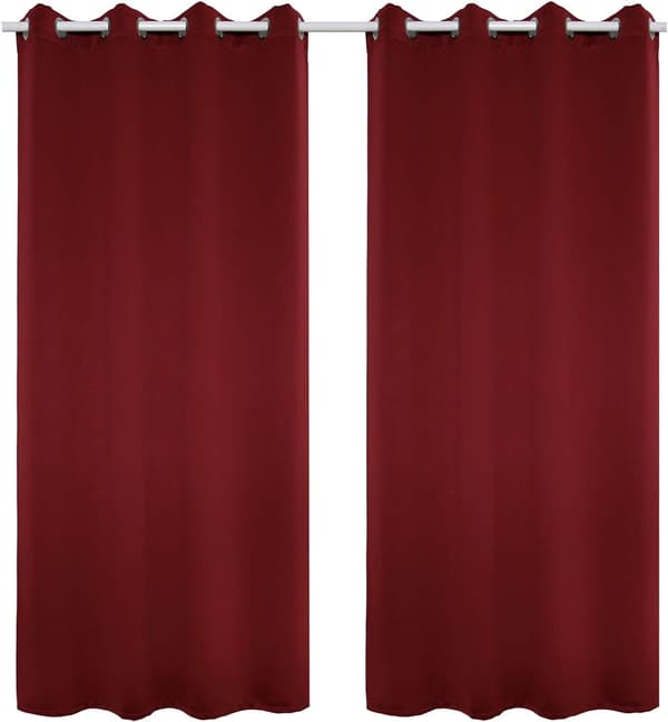 2 mörkläggningsgardiner med ringar Bordeaux | 135x245 cm