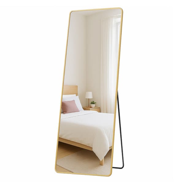 Rektangulär spegel med aluminiumram | Ljus guld | 160x50 cm