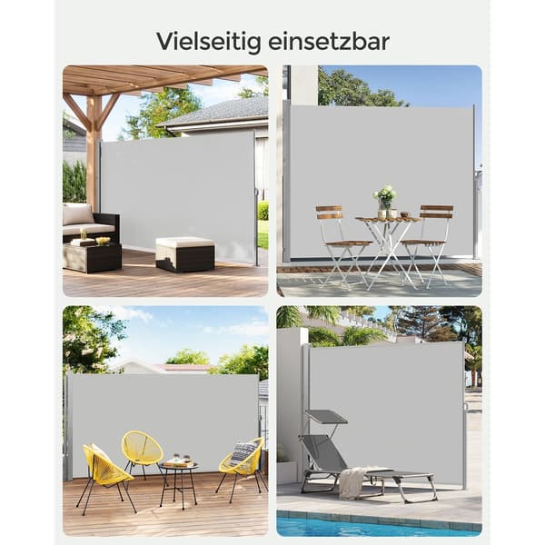 Sidomarkis - solskydd - insynsskydd - stål - polyester - UV-skydd - 160 x 350 cm - ljusgrå