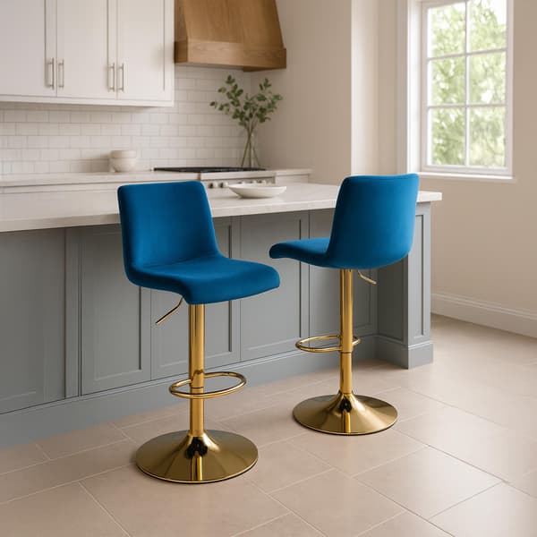 Barstol sammet justerbar, modern pall, 360 ° roterbar