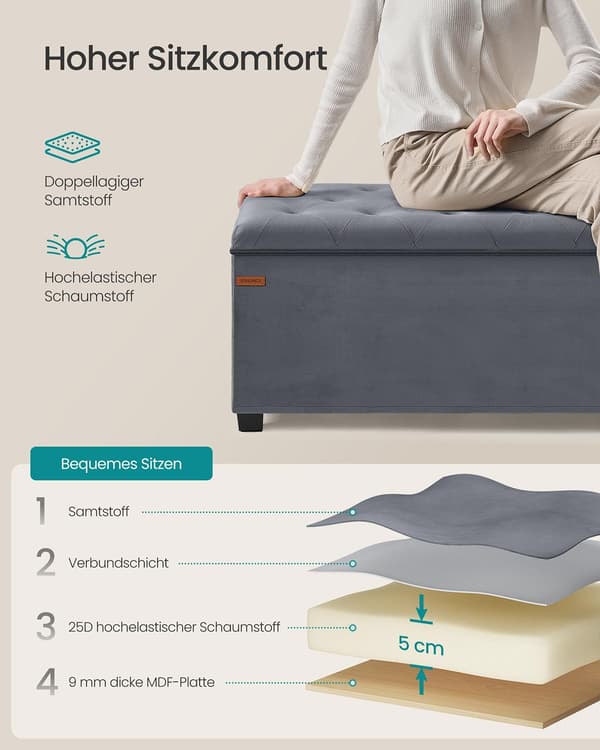 Soffa med förvaringsutrymme | Skiffergrå | 110x40x40 cm