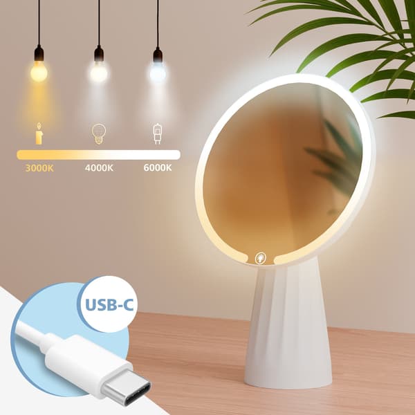 Makeup Mirror - Cosmetics Mirror - Dimble LED Lighting, USB -C laddning