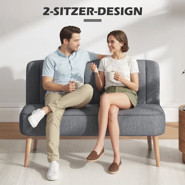 2-sits soffa grå, linnelook, 117 cm | Färg: Grå | Mått: 117x56,5x77 cm